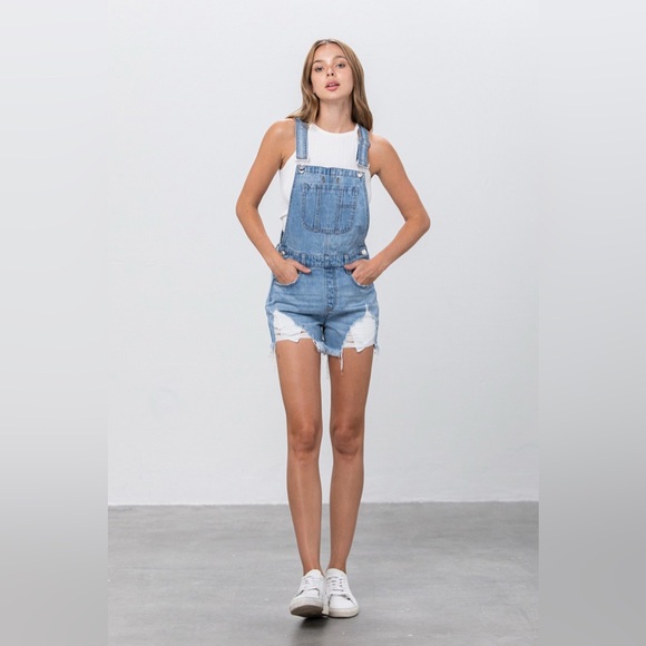 Insane Gene Jean Shorts Overalls Size Small - Picture 12 of 16